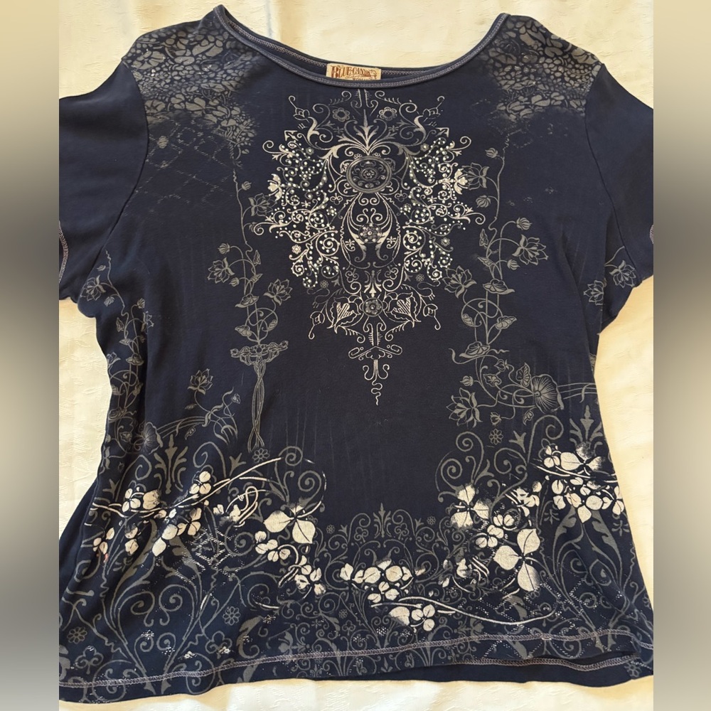 Blue Canyon brand graphic rhinestone shirt